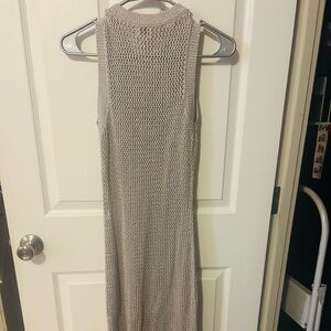 A New Day Silver Sheath Maxi Dress Sleeveless Mock Neck NWOT